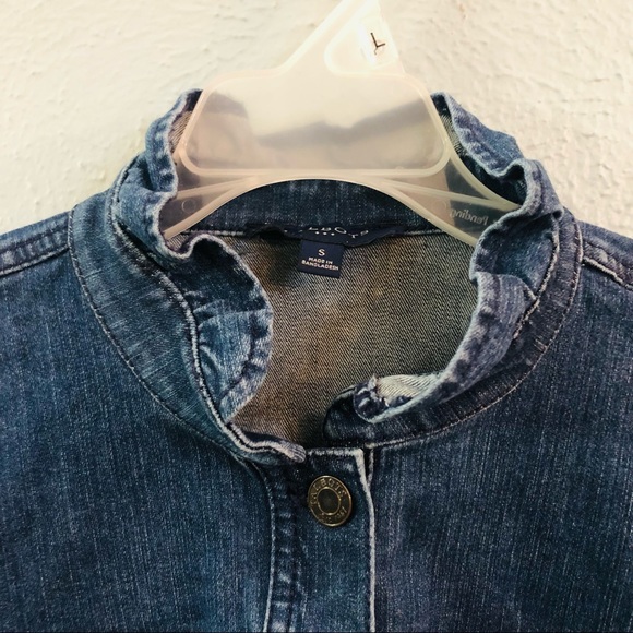 Talbots Blue Jean Jacket with Ruffle Hem - Picture 5 of 10